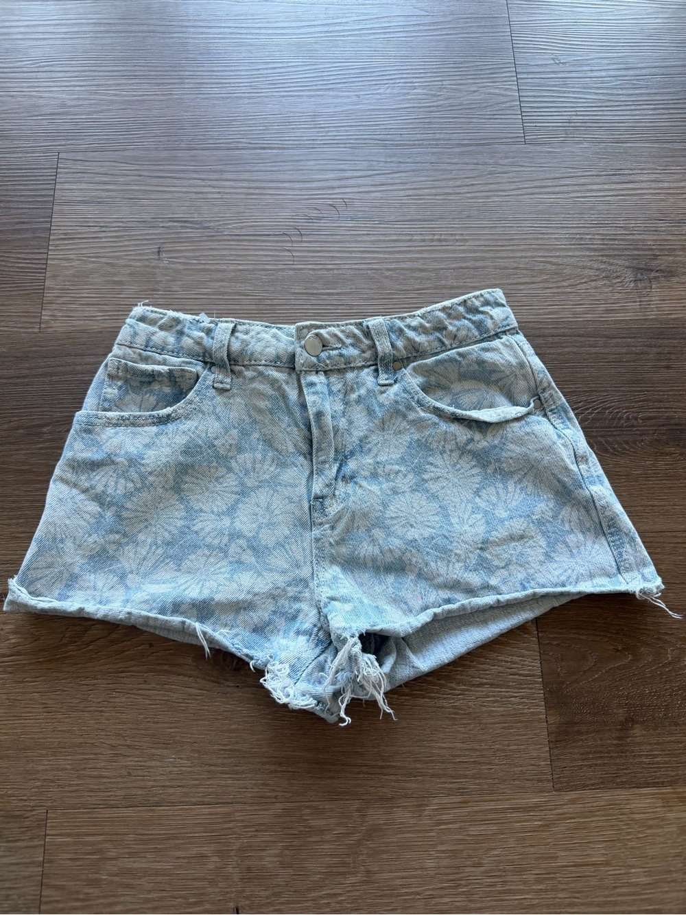 RSQ Light Blue Floral Denim Cutoff Shorts